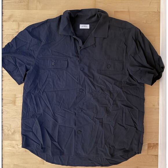 Saturdays New York NYC Navy Blue Short Sleeve Button Down Hanley XXL - Picture 2 of 4